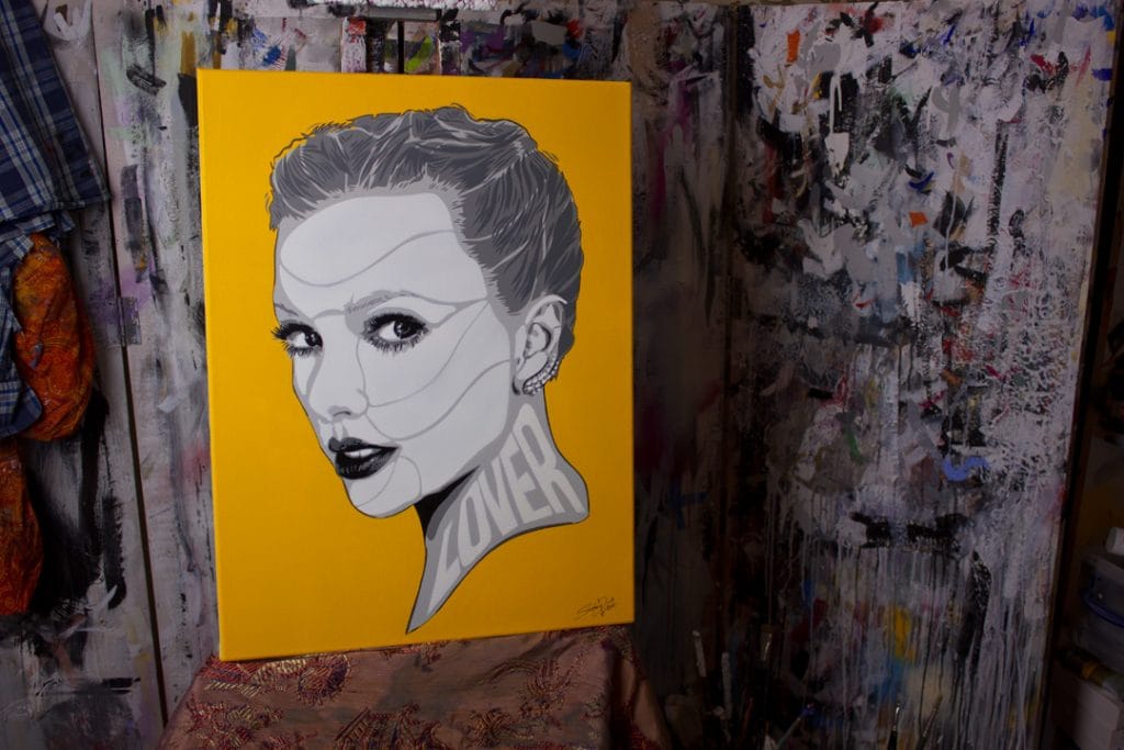 taylor swift painting art in yellow, insitu