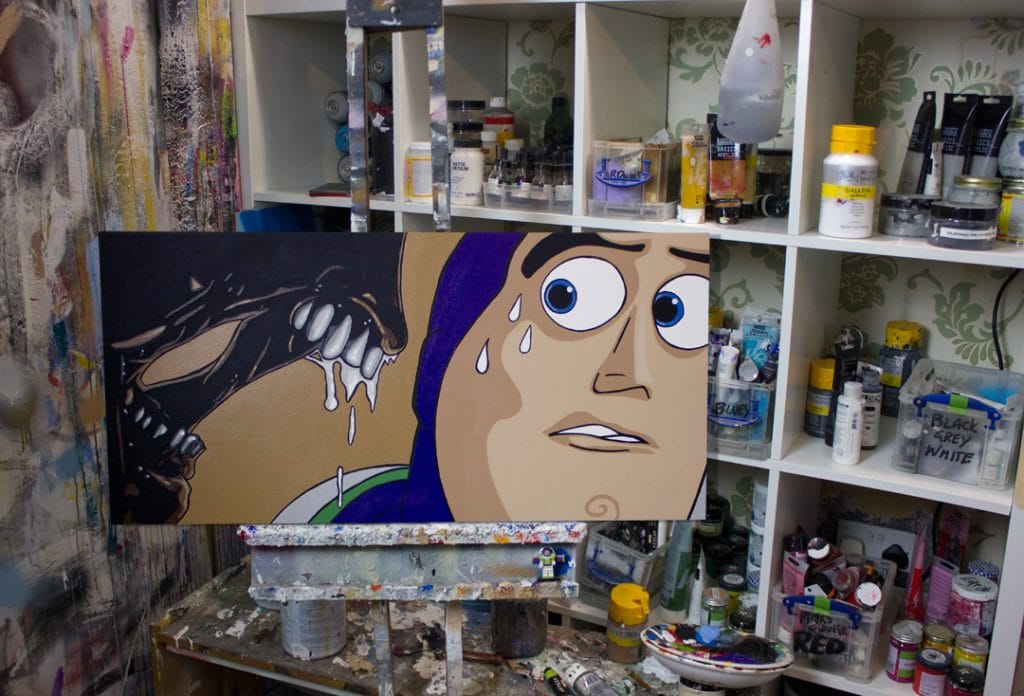alien story pop art mashup painting
