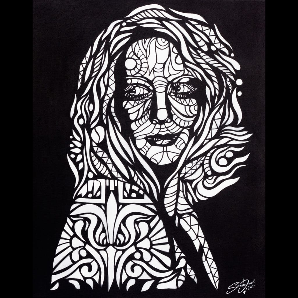 amy acker stencil painting