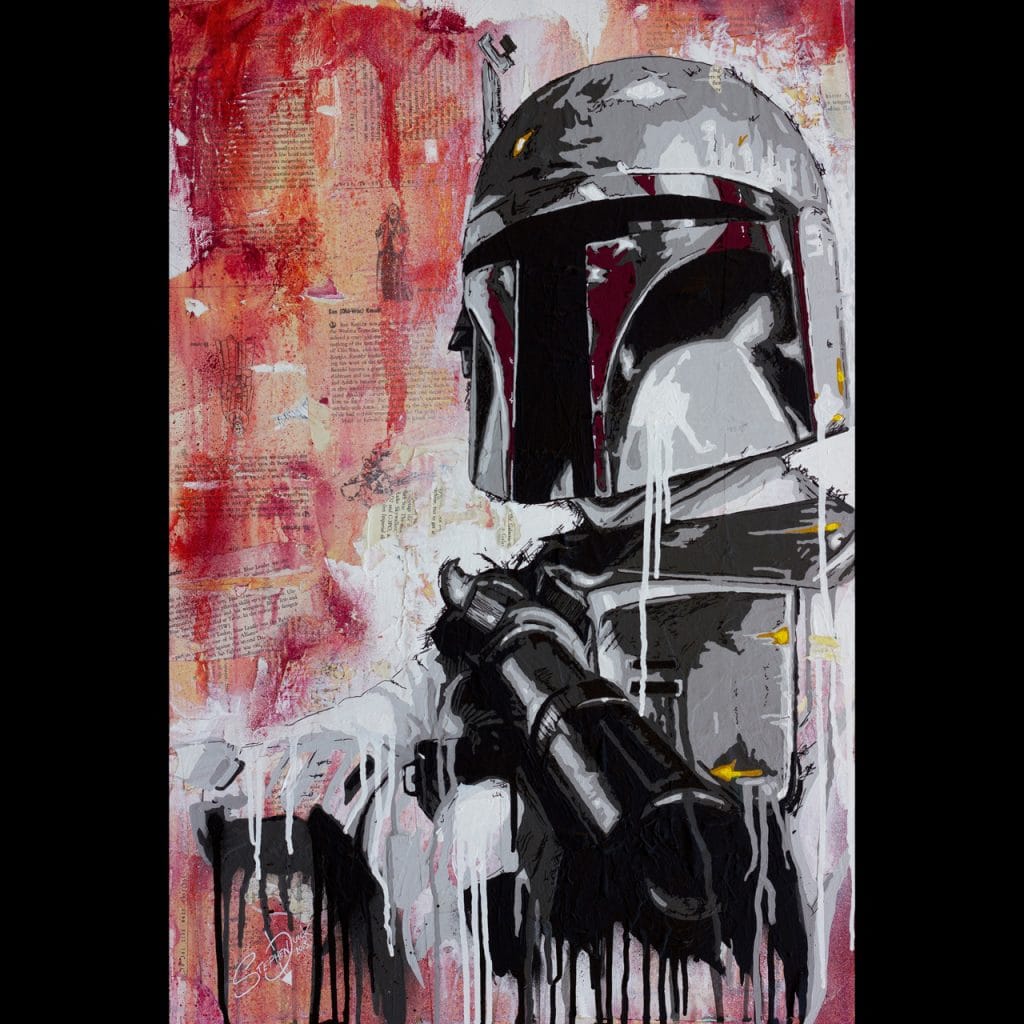 boba fett pop art painting on decoupage canvas