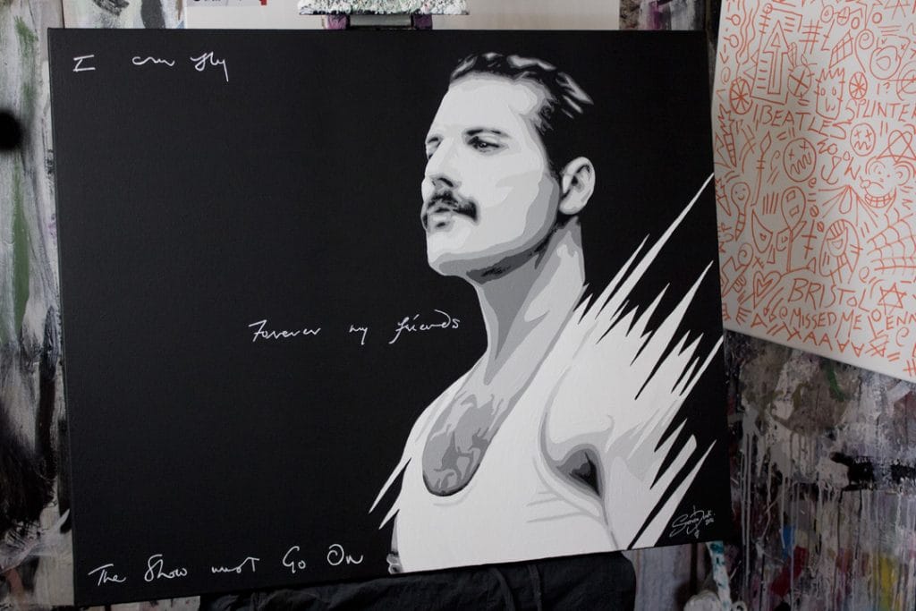 Freddie Mercury pop art painting insitu