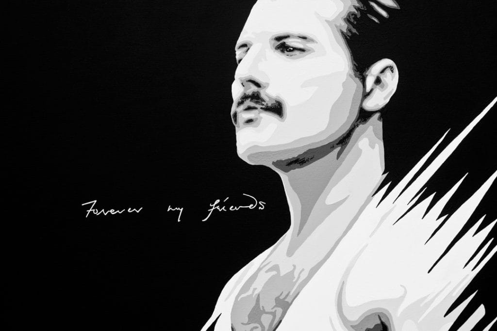 Freddie Mercury pop art painting detail