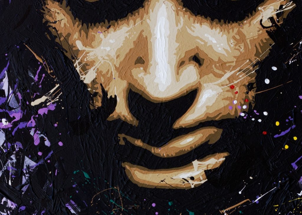 frodo pop art painting detail of face