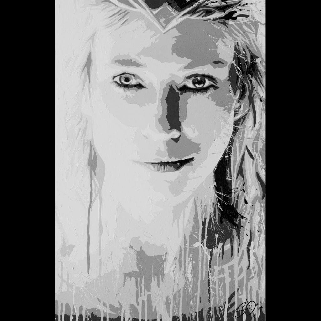 Galadriel painting in a pop art style