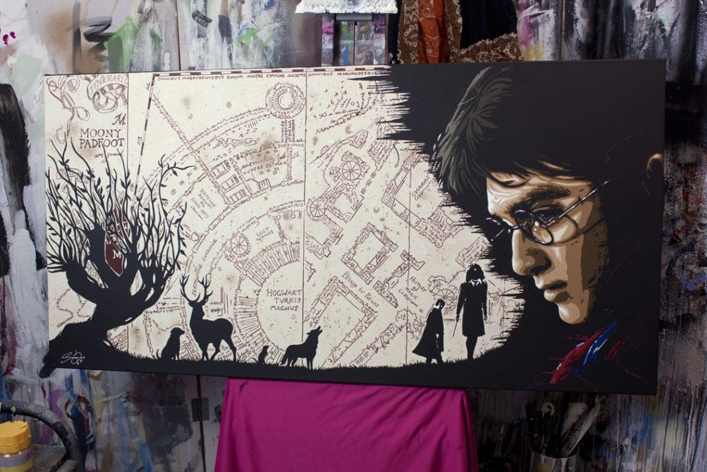 harry potter painting on easel
