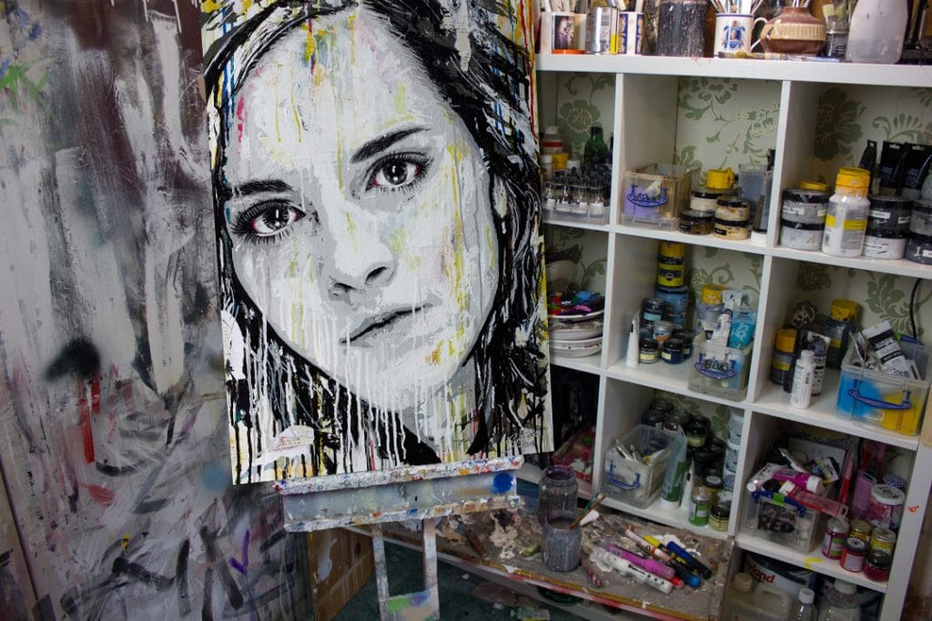 Hermione Granger painting insitu on a easel