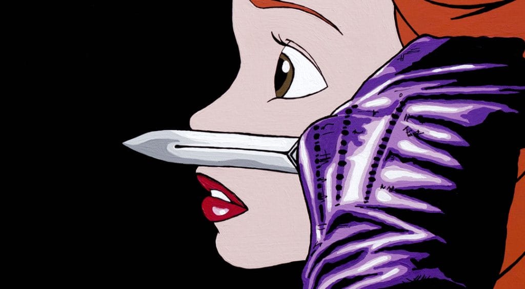 belle with jokers knife to face painting