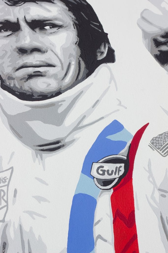 le mans steve mcqueen painting detail