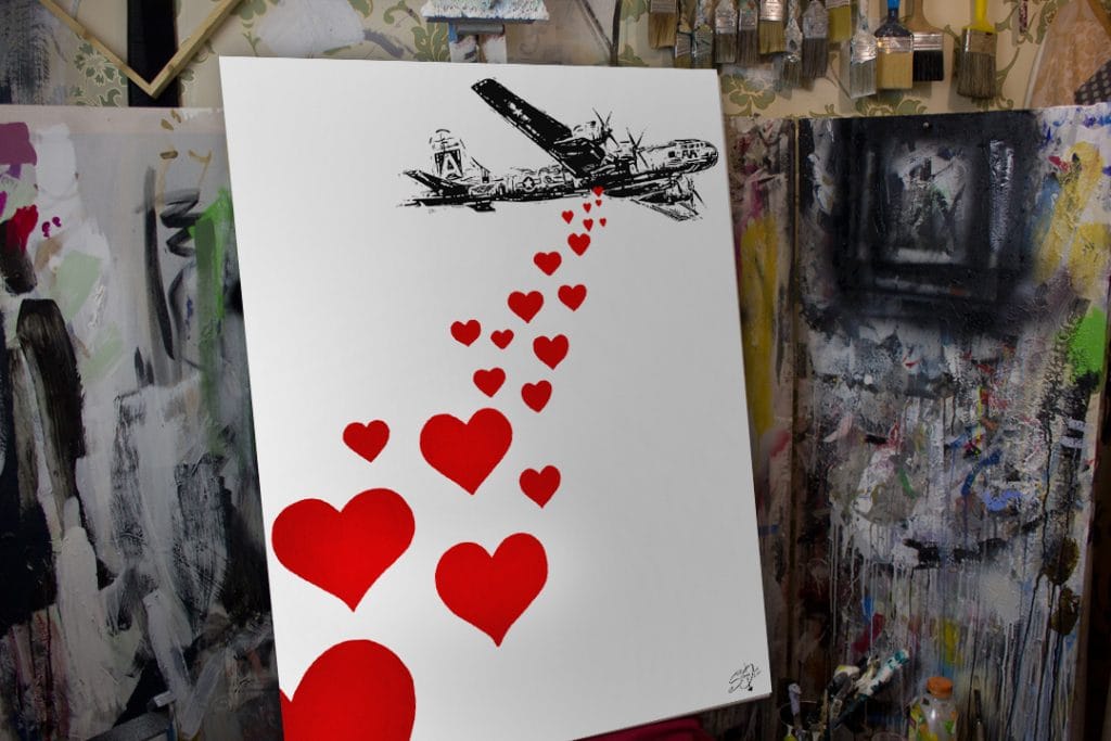 love war pop art satire painting