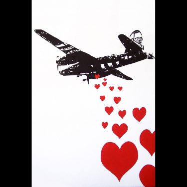 plane bombing heart painting