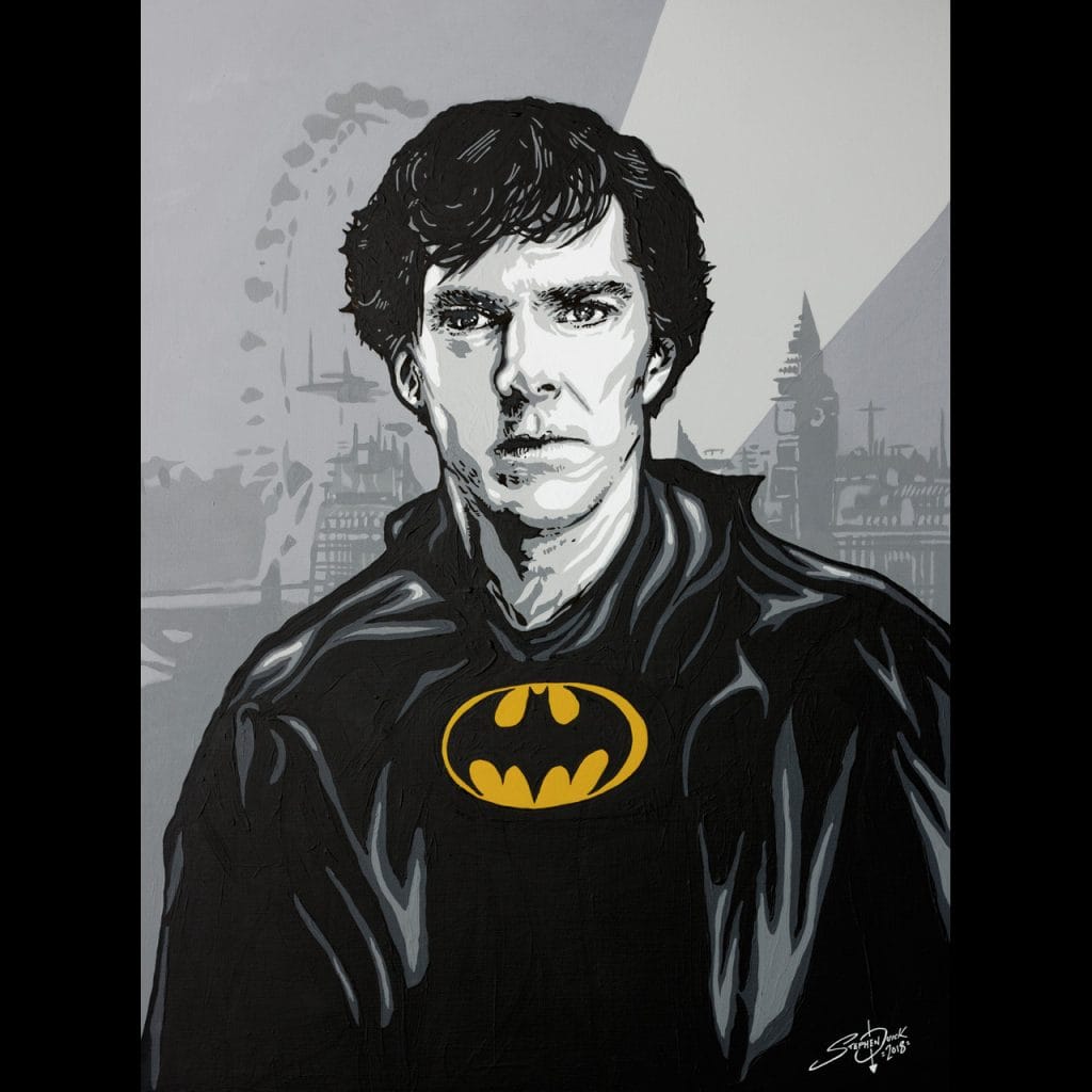 sherlock batman mash up painting