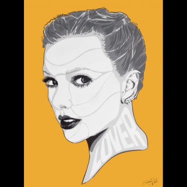 taylor swift lover pop art painting in yelow
