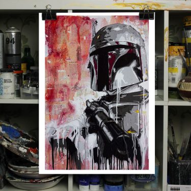 boba fett red pop art painting
