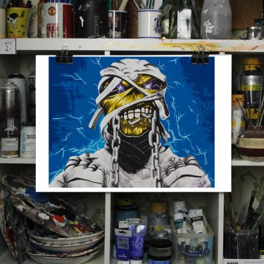 iron maiden eddie powerslave painting print