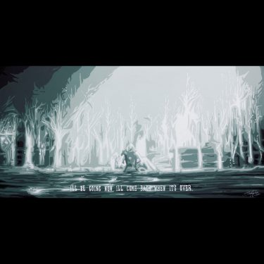 Original painting depicting Aerith's Death from Final Fantasy 7