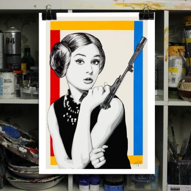 hepburn star wars mash up painting print