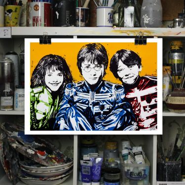 harry potter beatles mash up print