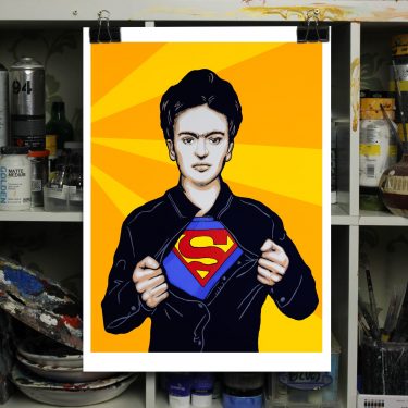 Frida Kahlo superman mash up print