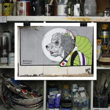 space dog mural print