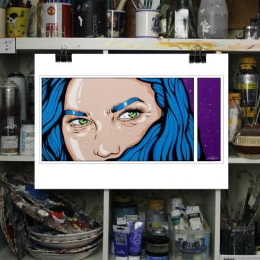 miss green eye art print