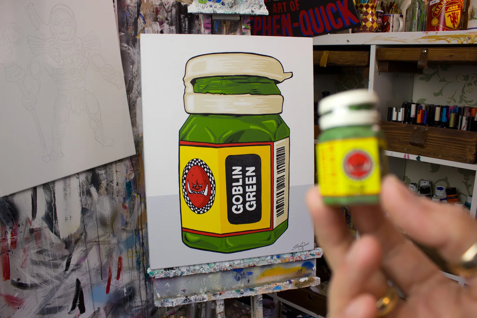 goblin green pot pop art painting