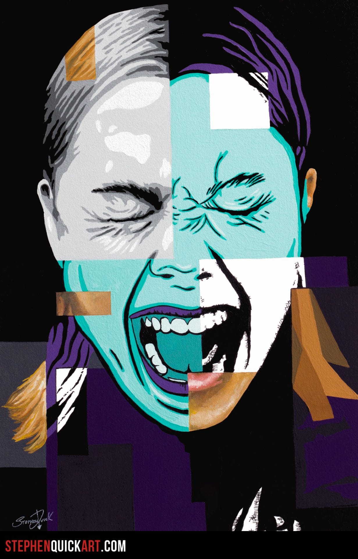 Pheobe Bridgers pop art painting, scream portriat